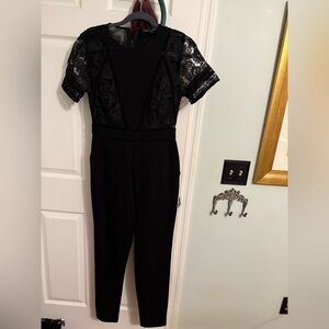 French Connection Black Lace Sleeve Jumpsuit